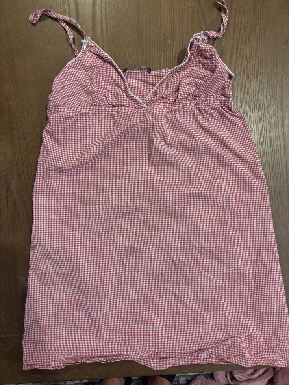 Brandy Melville Red Gingham Adjustable Shoulder Mini Dress